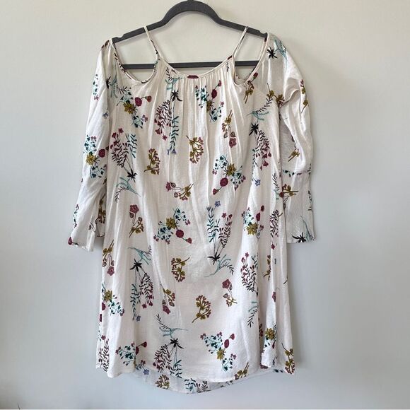 Lush Floral Cold Shoulder Long Sleeve Dress S - Picture 7 of 15